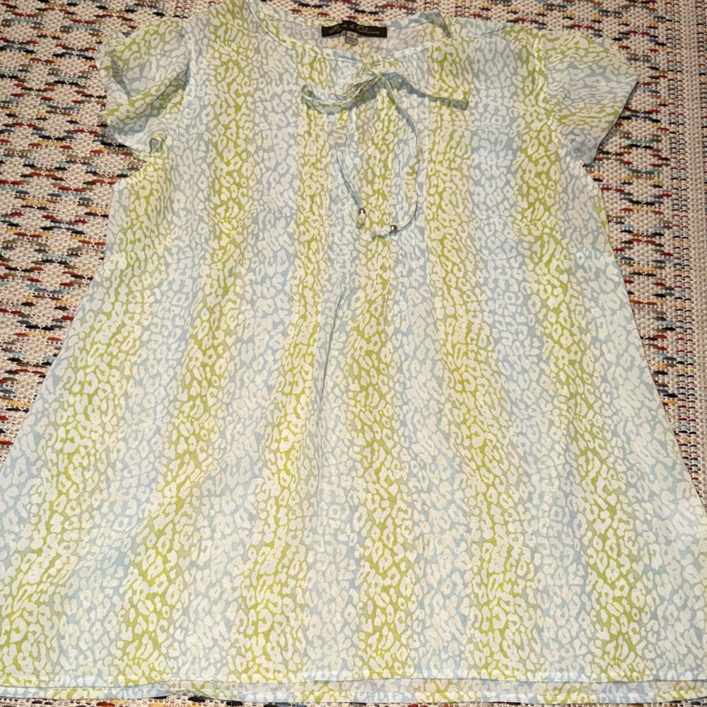 Rose‎ & Olive Leopard print Blue and Green Blouse